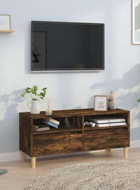 vidaXL Tv-meubel 100x34,5x44,5 cm bewerkt hout gerookt eikenkleurig