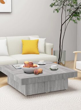 VidaXL Salontafel 90x90x28 cm bewerkt hout grijs sonoma eikenkleurig