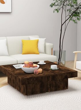 VidaXL Salontafel 90x90x28 cm bewerkt hout gerookt eikenkleurig