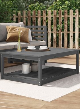 vidaXL Tuintafel 121x82,5x45 cm massief grenenhout grijs