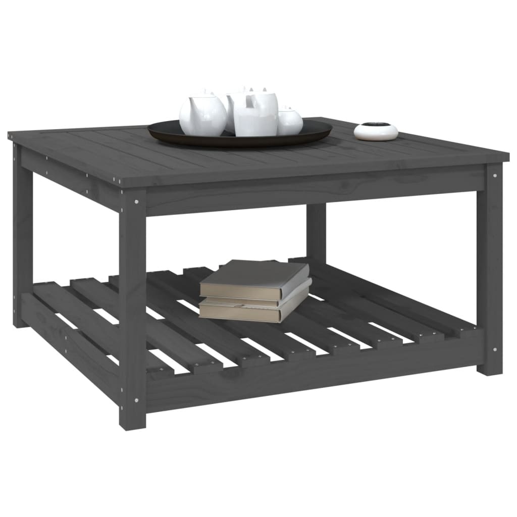 vidaXL Tuintafel 82,5x82,5x45 cm massief grenenhout grijs