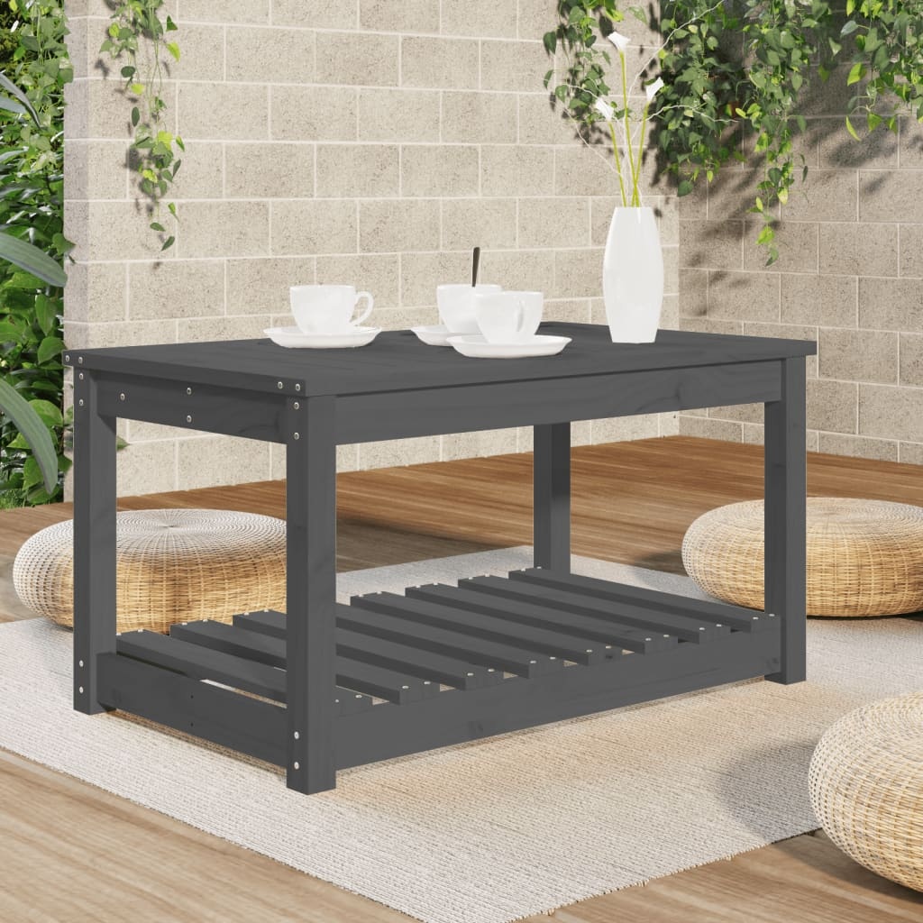 vidaXL Tuintafel 82,5x50,5x45 cm massief grenenhout grijs