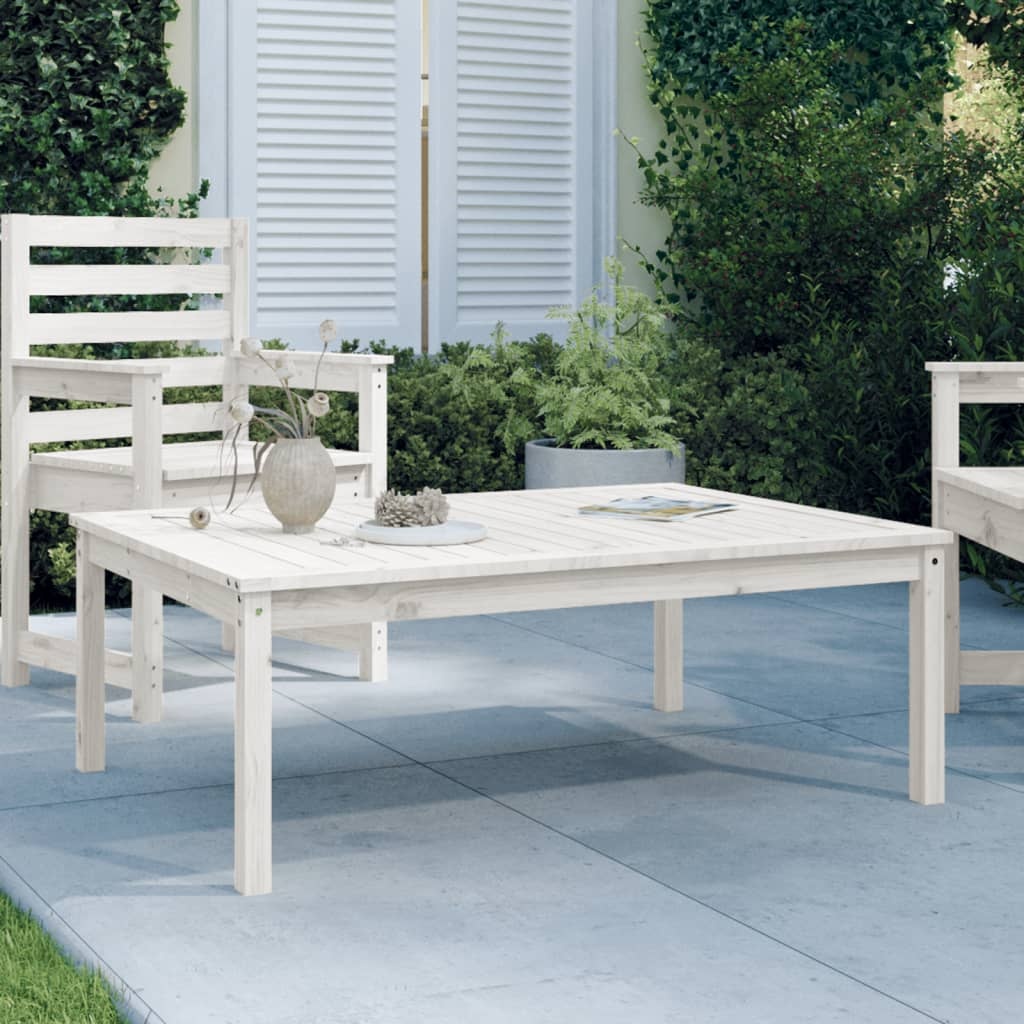 VidaXL Tuintafel 121x82,5x45 cm massief grenenhout wit