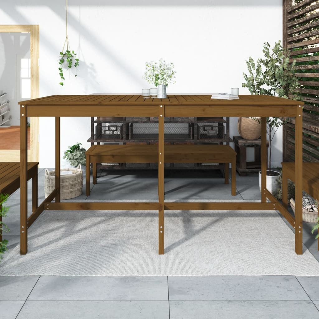 VidaXL Tuintafel 203,5x90x110 cm massief grenenhout honingbruin