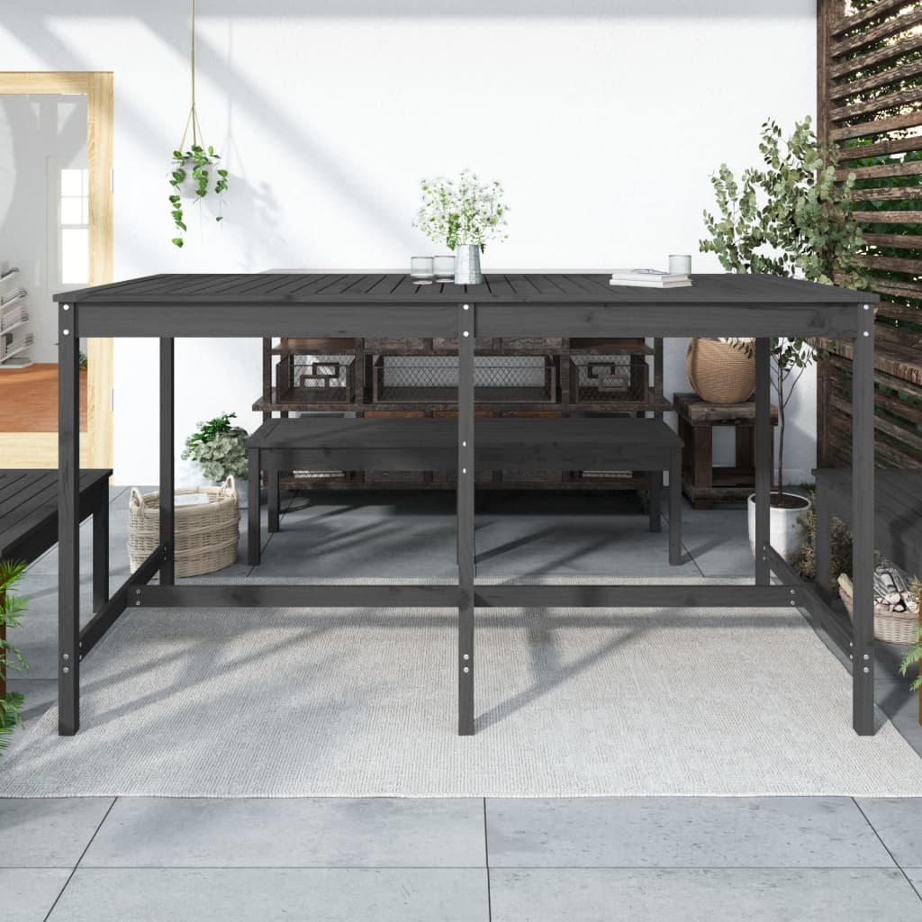 VidaXL Tuintafel 203,5x90x110 cm massief grenenhout grijs