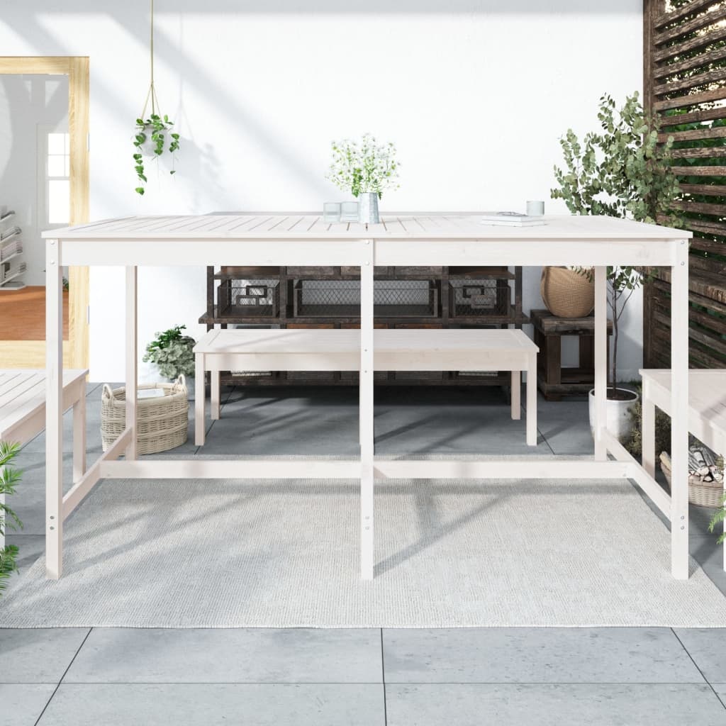 VidaXL Tuintafel 203,5x90x110 cm massief grenenhout wit