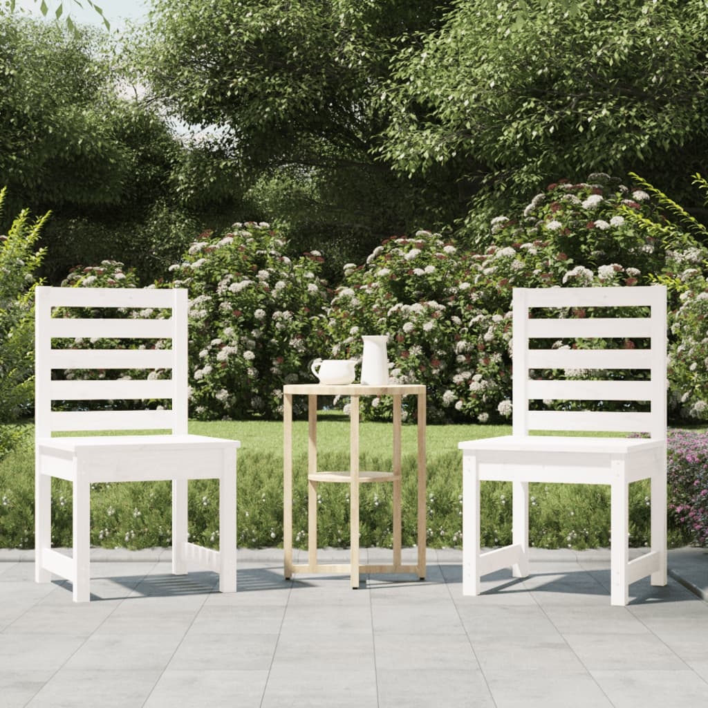VidaXL Tuinstoelen 2 st 40,5x48x91,5 cm massief grenenhout wit