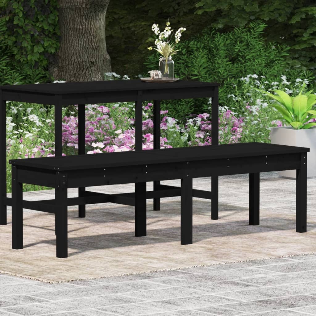 VidaXL Tuinbank 2-zits 159,5x44x45 cm massief grenenhout zwart