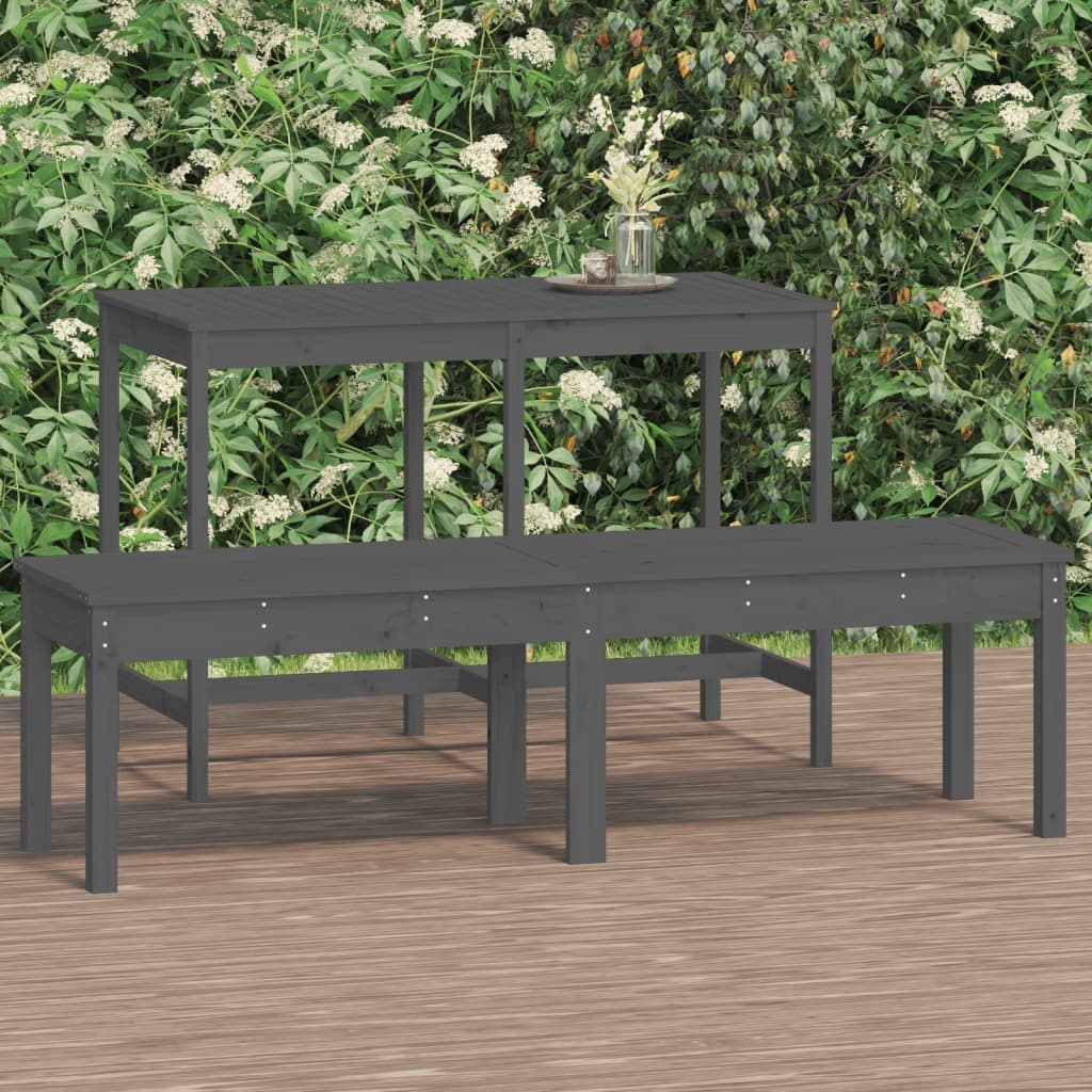 VidaXL Tuinbank 2-zits 159,5x44x45 cm massief grenenhout grijs