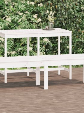 vidaXL Tuinbank 2-zits 159,5x44x45 cm massief grenenhout wit