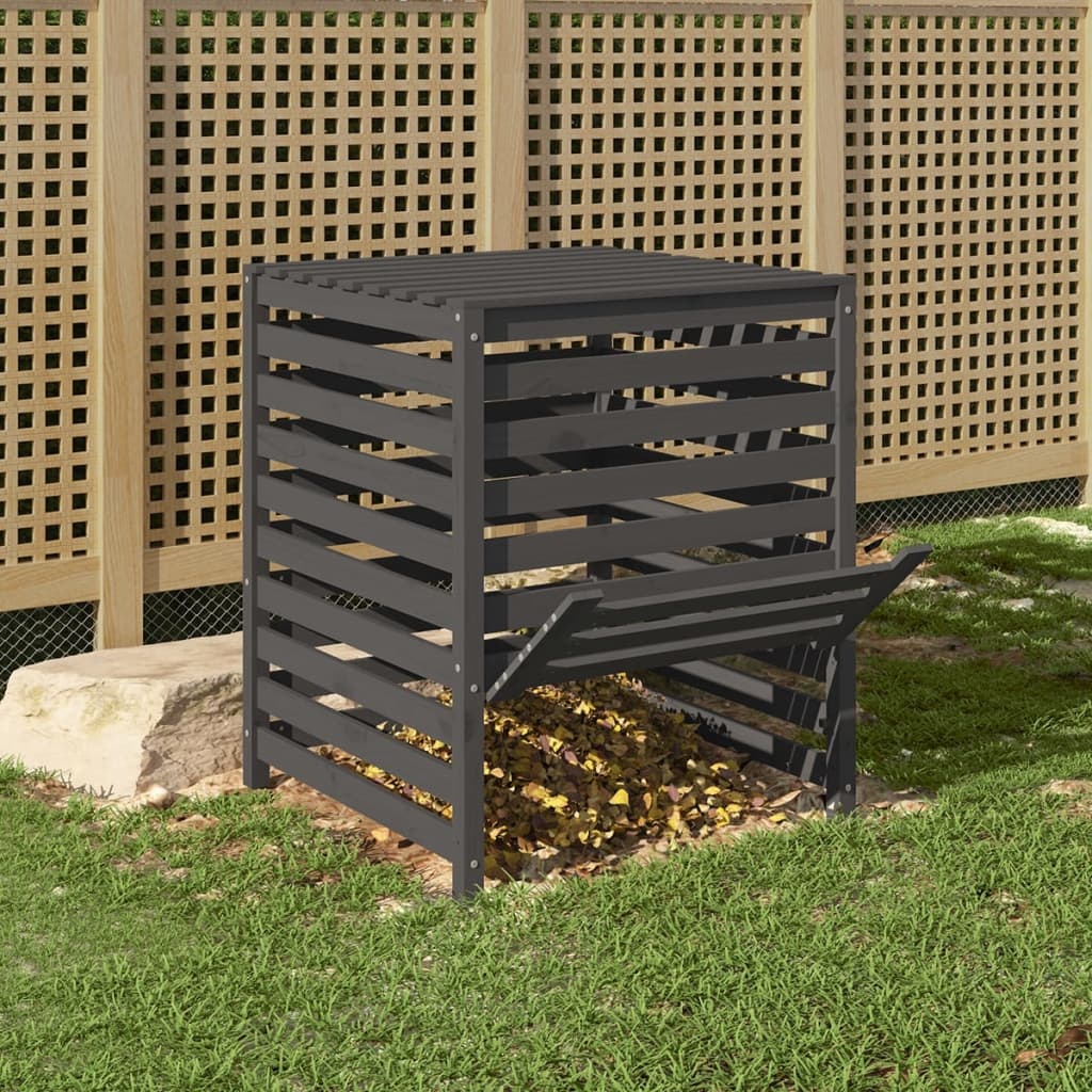 vidaXL Compostbak 82,5x82,5x99,5 cm massief grenenhout grijs
