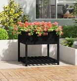 VidaXL Plantenbak met schap 82,5x82,5x81 cm massief grenenhout zwart