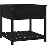 VidaXL Plantenbak met schap 82,5x82,5x81 cm massief grenenhout zwart