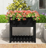 VidaXL Plantenbak met schap 82,5x82,5x81 cm massief grenenhout zwart