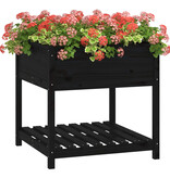 VidaXL Plantenbak met schap 82,5x82,5x81 cm massief grenenhout zwart
