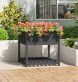 VidaXL Plantenbak met schap 82,5x82,5x81 cm massief grenenhout grijs
