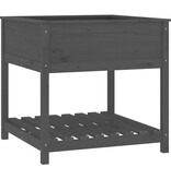 VidaXL Plantenbak met schap 82,5x82,5x81 cm massief grenenhout grijs