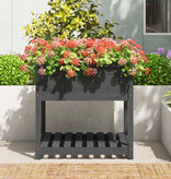 VidaXL Plantenbak met schap 82,5x82,5x81 cm massief grenenhout grijs