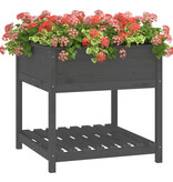 VidaXL Plantenbak met schap 82,5x82,5x81 cm massief grenenhout grijs