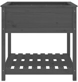 VidaXL Plantenbak met schap 82,5x82,5x81 cm massief grenenhout grijs