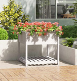 VidaXL Plantenbak met schap 82,5x82,5x81 cm massief grenenhout wit