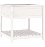 VidaXL Plantenbak met schap 82,5x82,5x81 cm massief grenenhout wit