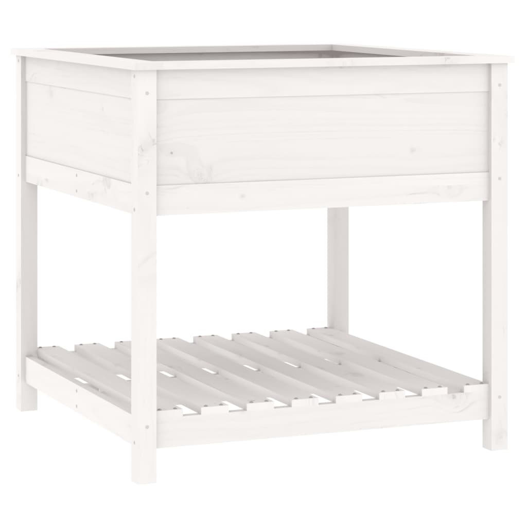 VidaXL Plantenbak met schap 82,5x82,5x81 cm massief grenenhout wit