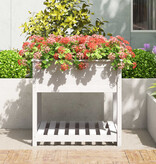 VidaXL Plantenbak met schap 82,5x82,5x81 cm massief grenenhout wit