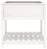 VidaXL Plantenbak met schap 82,5x82,5x81 cm massief grenenhout wit