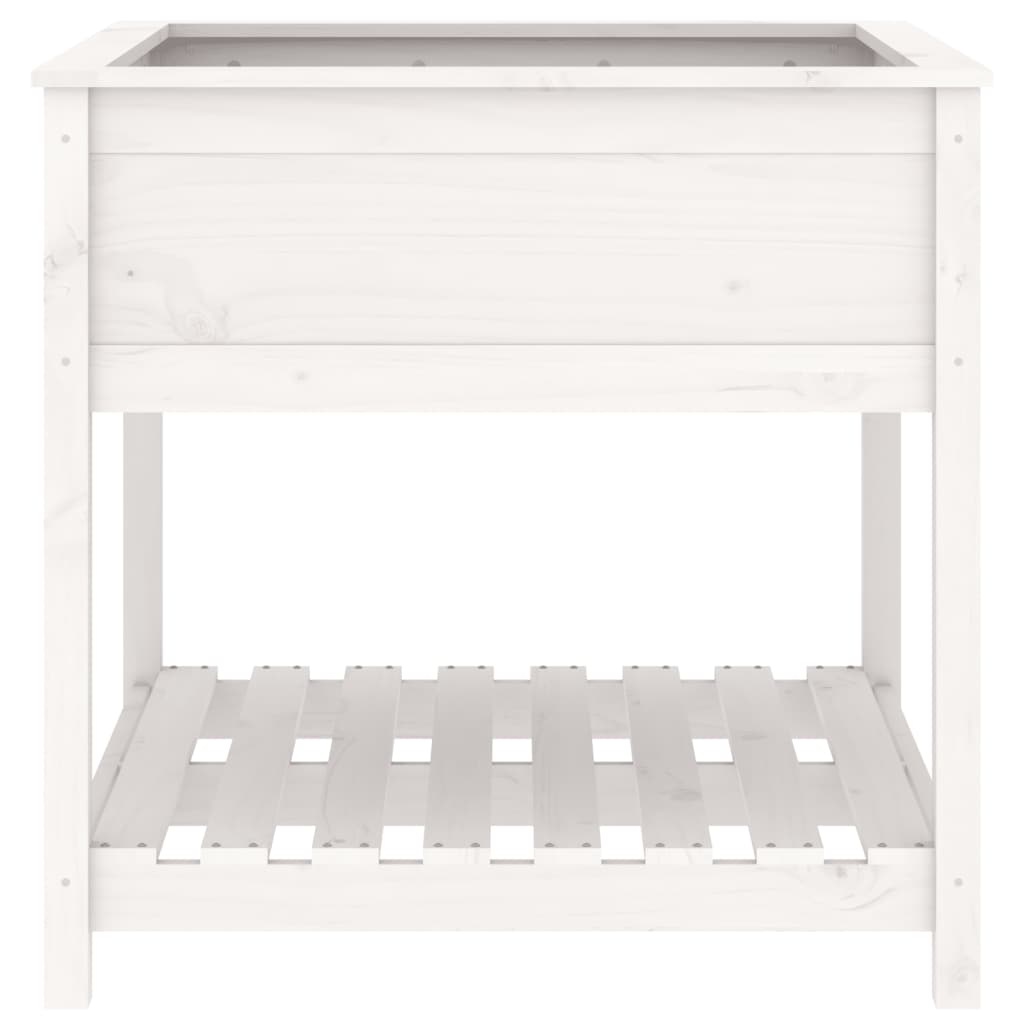 VidaXL Plantenbak met schap 82,5x82,5x81 cm massief grenenhout wit