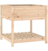 VidaXL Plantenbak met schap 82,5x82,5x81 cm massief grenenhout