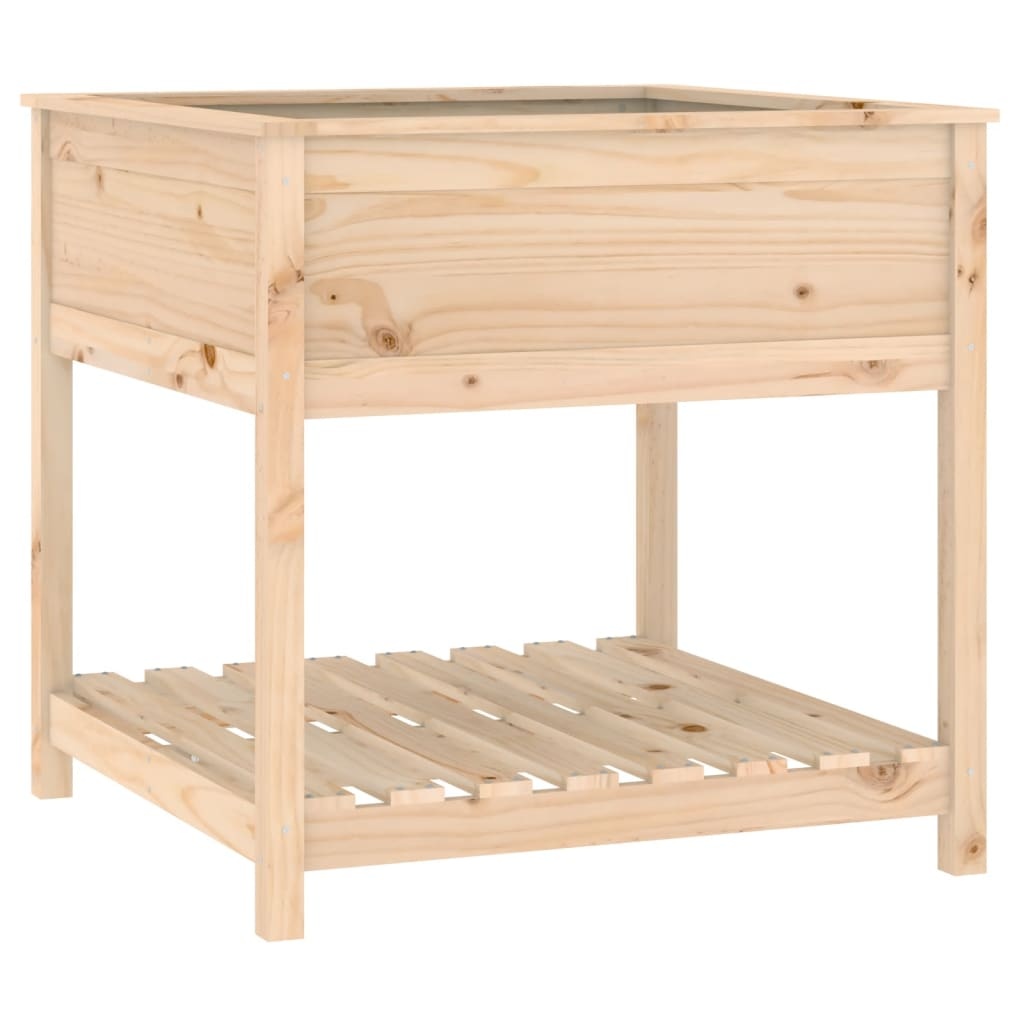 VidaXL Plantenbak met schap 82,5x82,5x81 cm massief grenenhout