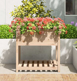 VidaXL Plantenbak met schap 82,5x82,5x81 cm massief grenenhout