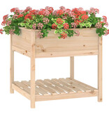 VidaXL Plantenbak met schap 82,5x82,5x81 cm massief grenenhout
