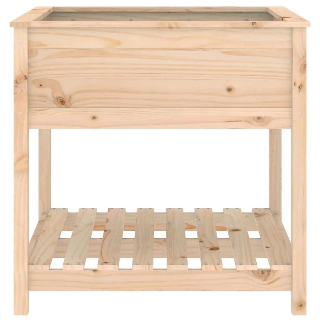 VidaXL Plantenbak met schap 82,5x82,5x81 cm massief grenenhout
