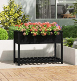 VidaXL Plantenbak met schap 111,5x54x81 cm massief grenenhout zwart