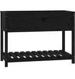 VidaXL Plantenbak met schap 111,5x54x81 cm massief grenenhout zwart