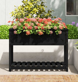 VidaXL Plantenbak met schap 111,5x54x81 cm massief grenenhout zwart