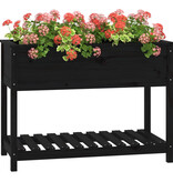 VidaXL Plantenbak met schap 111,5x54x81 cm massief grenenhout zwart