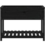 VidaXL Plantenbak met schap 111,5x54x81 cm massief grenenhout zwart