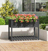 VidaXL Plantenbak met schap 111,5x54x81 cm massief grenenhout grijs