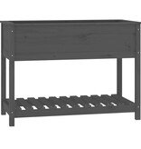 VidaXL Plantenbak met schap 111,5x54x81 cm massief grenenhout grijs
