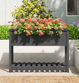 VidaXL Plantenbak met schap 111,5x54x81 cm massief grenenhout grijs