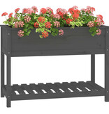 VidaXL Plantenbak met schap 111,5x54x81 cm massief grenenhout grijs