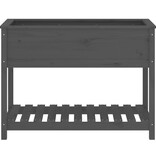 VidaXL Plantenbak met schap 111,5x54x81 cm massief grenenhout grijs