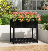 VidaXL Plantenbak met schap 82,5x54x81 cm massief grenenhout zwart