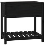 VidaXL Plantenbak met schap 82,5x54x81 cm massief grenenhout zwart