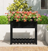 VidaXL Plantenbak met schap 82,5x54x81 cm massief grenenhout zwart