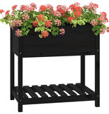 VidaXL Plantenbak met schap 82,5x54x81 cm massief grenenhout zwart