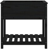VidaXL Plantenbak met schap 82,5x54x81 cm massief grenenhout zwart